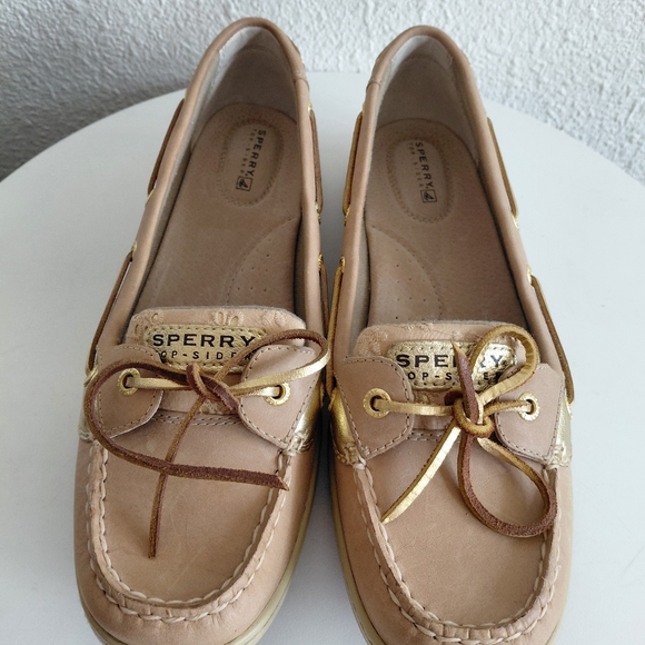 SOLD SOLD SOLD Linen Eyelet Gold/Tan Boat Shoes - Picture 4 of 15